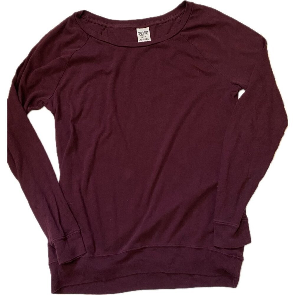 PINK Victoria's Secret Pajama Top Burnout Maroon Size XS Long Sleeve B17